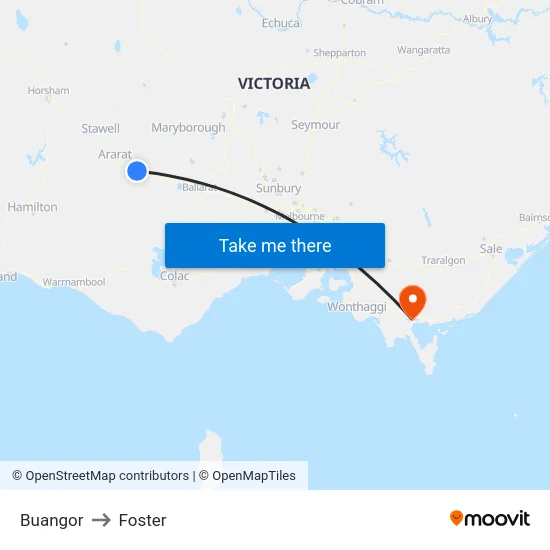 Buangor to Foster map