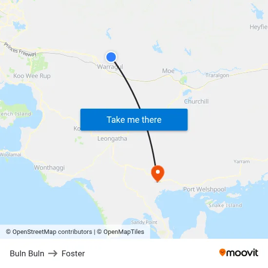 Buln Buln to Foster map