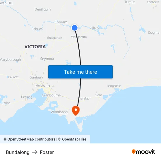 Bundalong to Foster map
