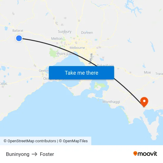 Buninyong to Foster map