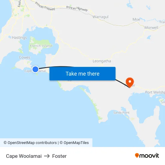 Cape Woolamai to Foster map