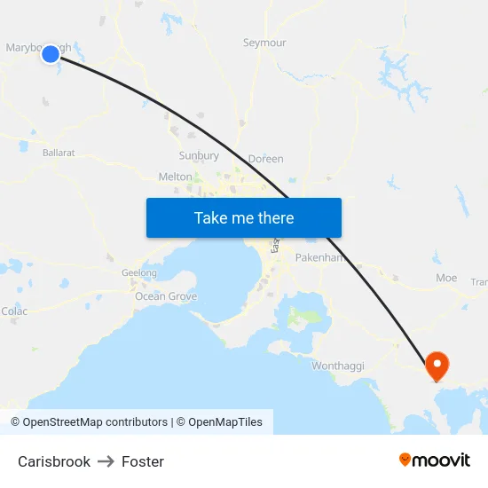 Carisbrook to Foster map