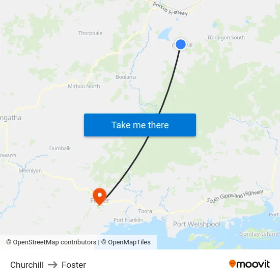 Churchill to Foster map