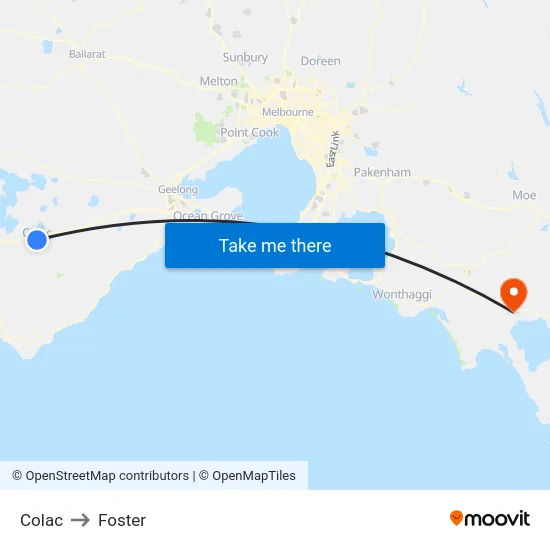 Colac to Foster map