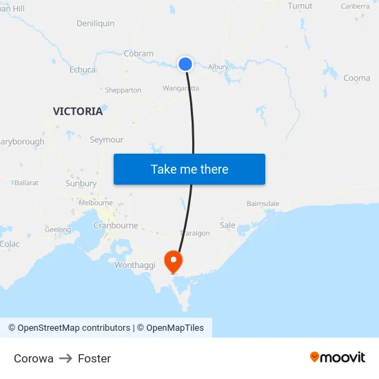 Corowa to Foster map
