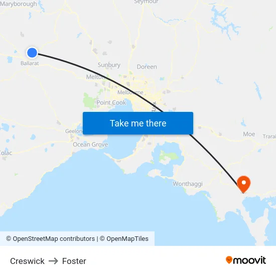 Creswick to Foster map