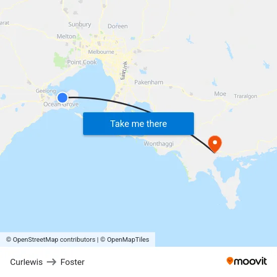 Curlewis to Foster map