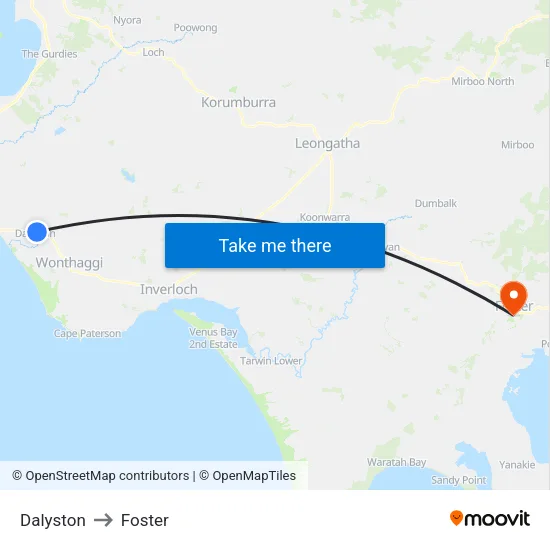 Dalyston to Foster map