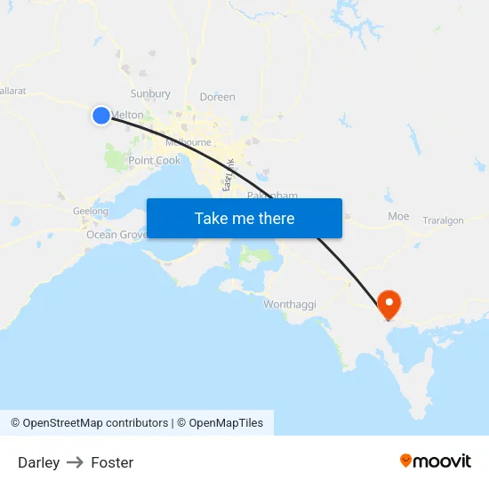 Darley to Foster map