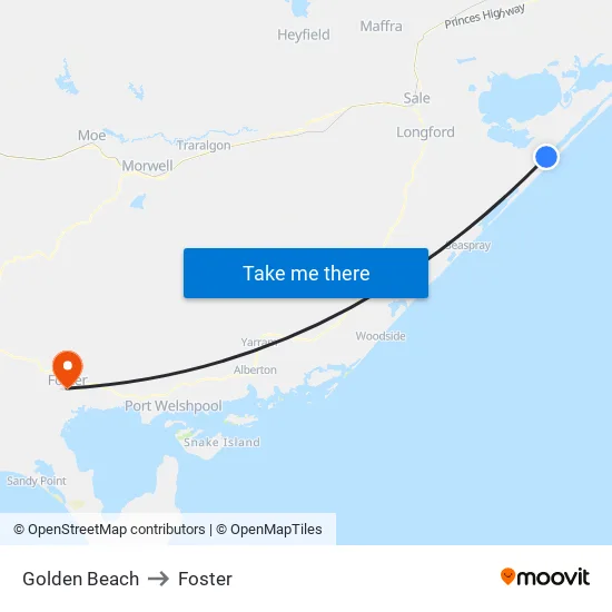 Golden Beach to Foster map