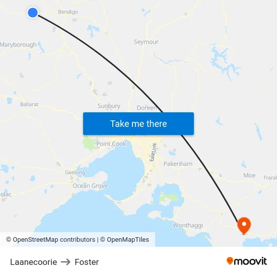 Laanecoorie to Foster map