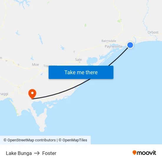 Lake Bunga to Foster map