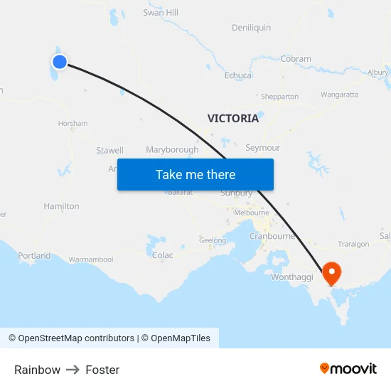 Rainbow to Foster map