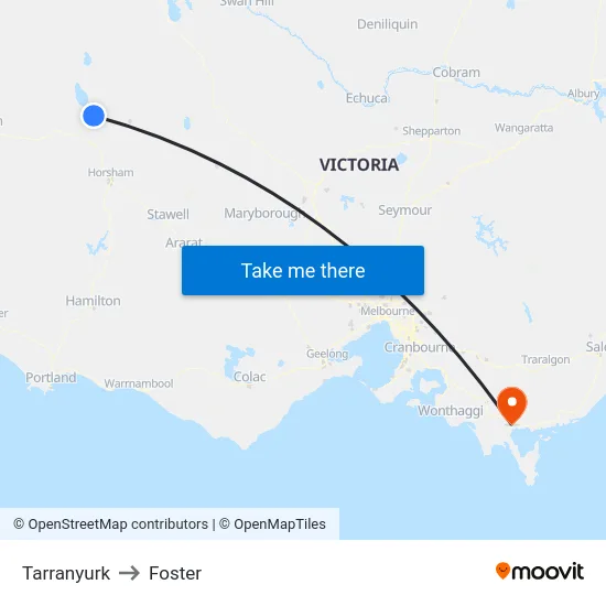 Tarranyurk to Foster map