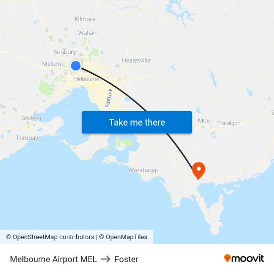 Melbourne Airport MEL to Foster map