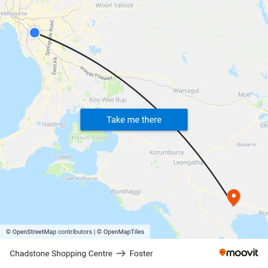 Chadstone Shopping Centre to Foster map