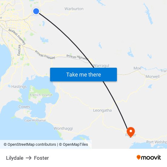 Lilydale to Foster map