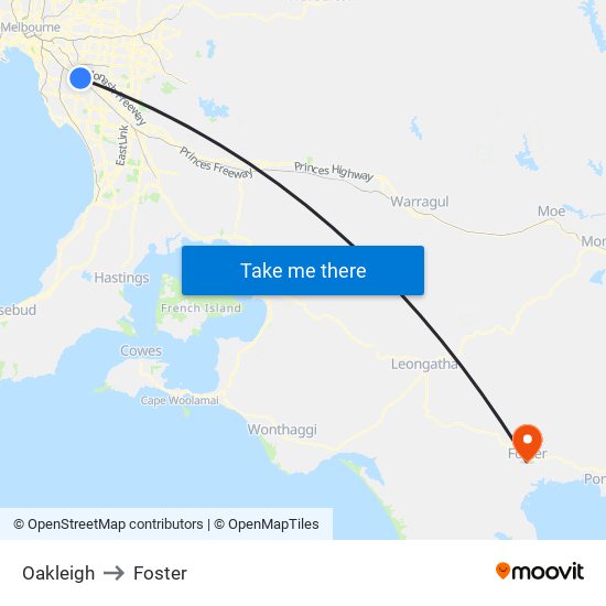 Oakleigh to Foster map