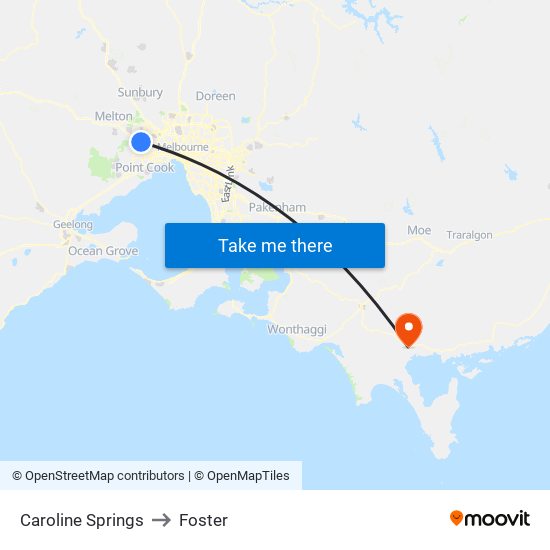 Caroline Springs to Foster map