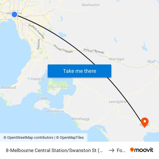 8-Melbourne Central Station/Swanston St (Melbourne City) to Foster map