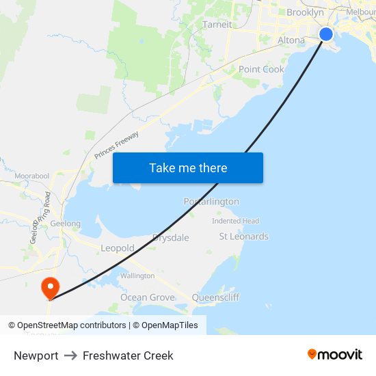 Newport to Freshwater Creek map