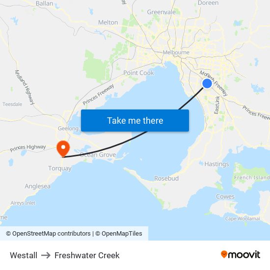 Westall to Freshwater Creek map