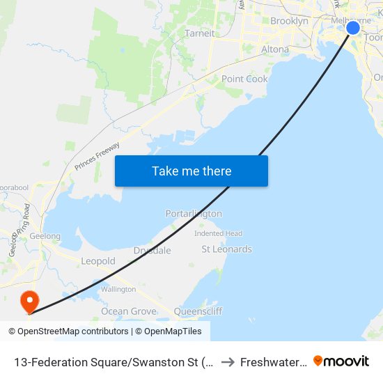 13-Federation Square/Swanston St (Melbourne City) to Freshwater Creek map