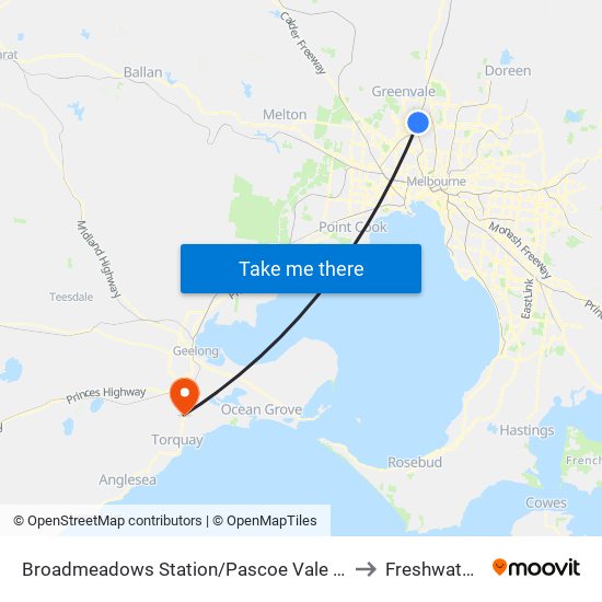 Broadmeadows Station/Pascoe Vale Rd (Broadmeadows) to Freshwater Creek map
