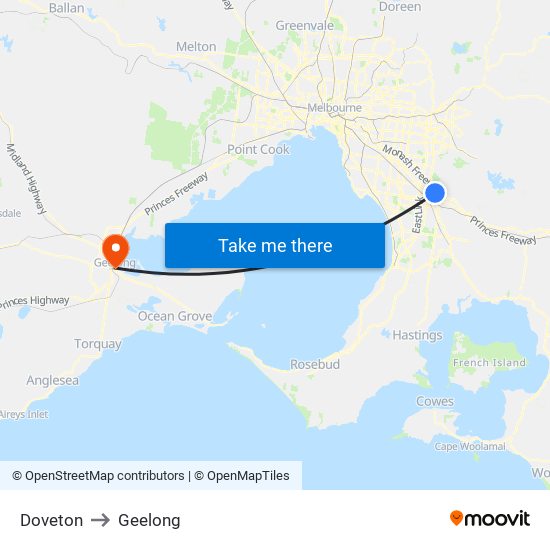 Doveton to Geelong map