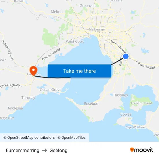 Eumemmerring to Geelong map