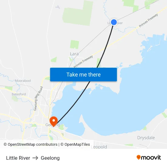 Little River to Geelong map
