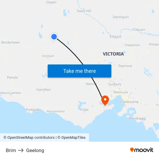 Brim to Geelong map