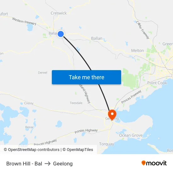 Brown Hill - Bal to Geelong map