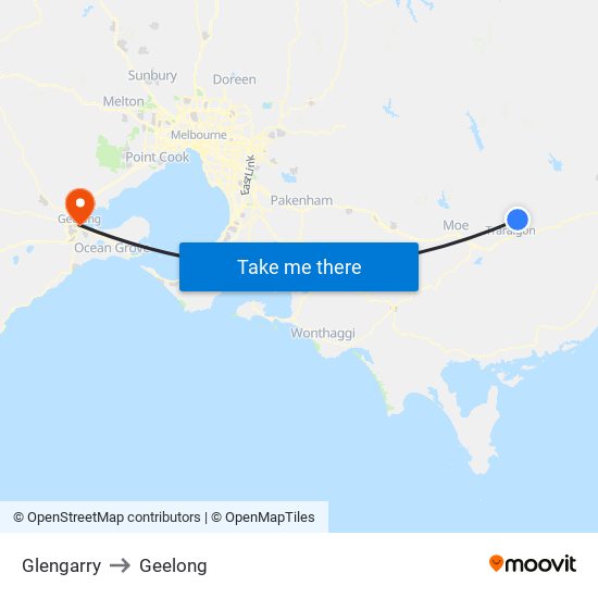 Glengarry to Geelong map