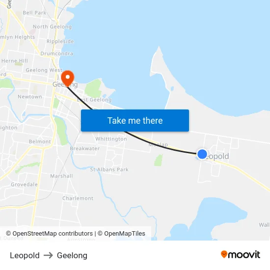 Leopold to Geelong map