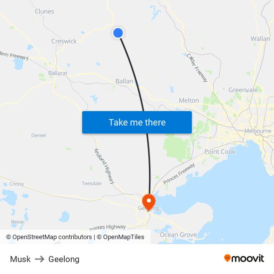 Musk to Geelong map