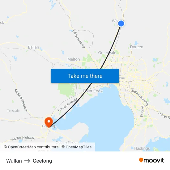 Wallan to Geelong map