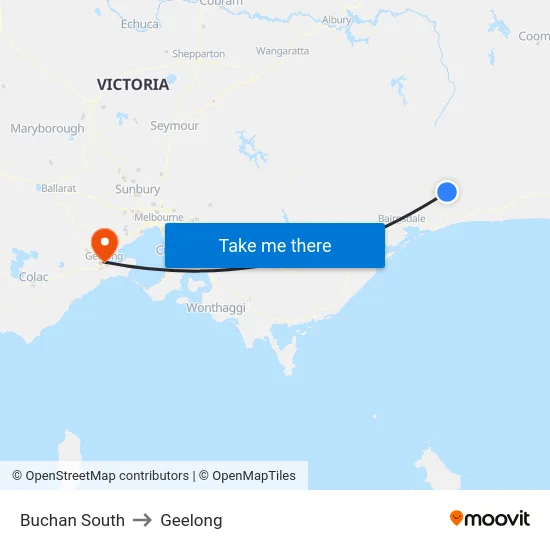 Buchan South to Geelong map