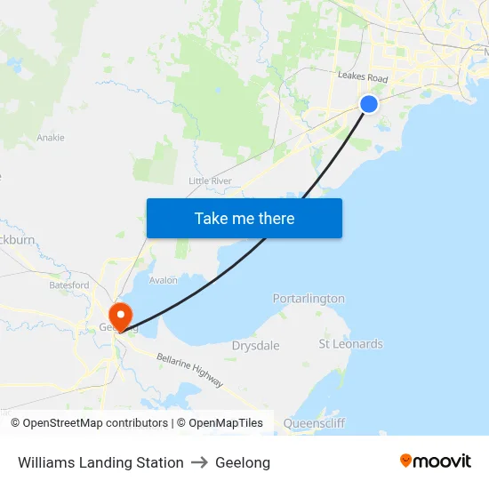 Williams Landing Station to Geelong map