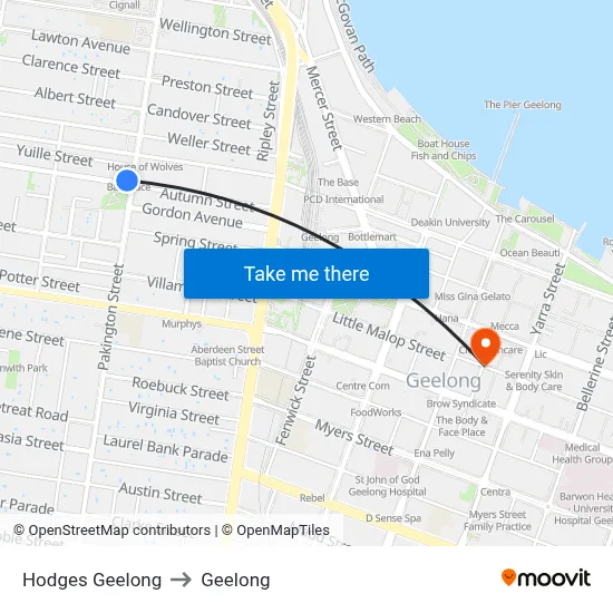 Hodges Geelong to Geelong map
