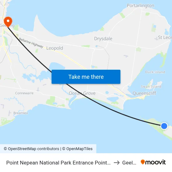 Point Nepean National Park Entrance Point Nepean Rd to Geelong map