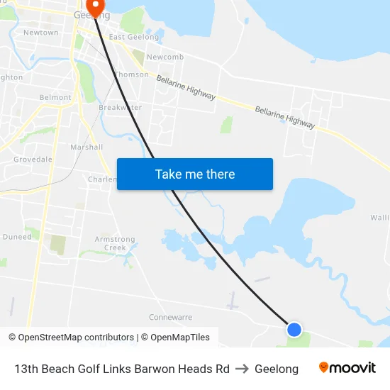 13th Beach Golf Links Barwon Heads Rd to Geelong map