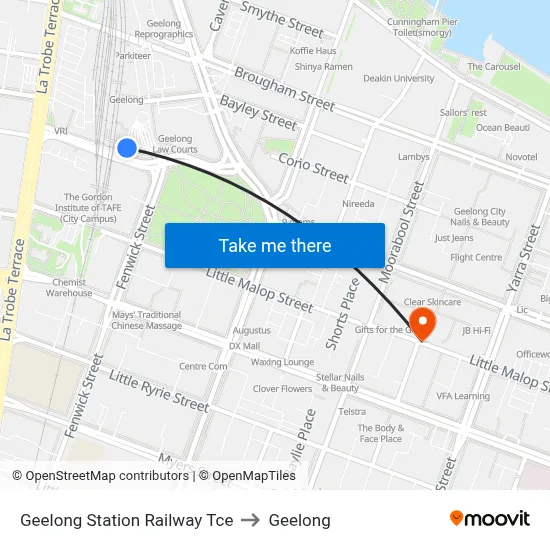 Geelong Station Railway Tce to Geelong map