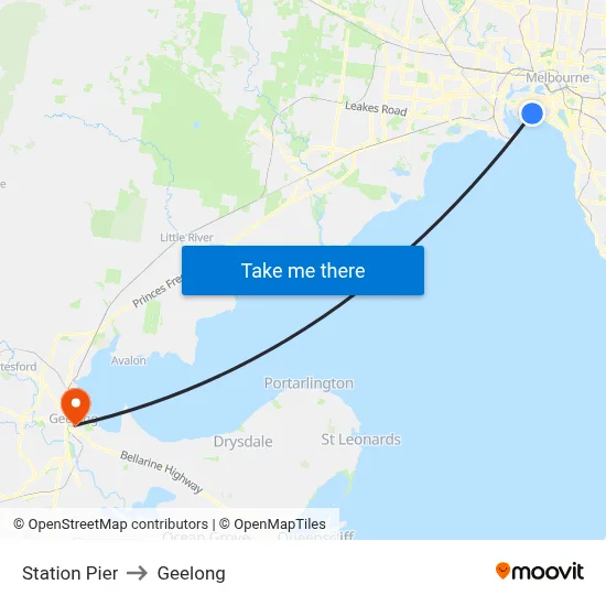 Station Pier to Geelong map