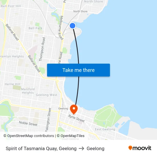 Spirit of Tasmania Quay, Geelong to Geelong map
