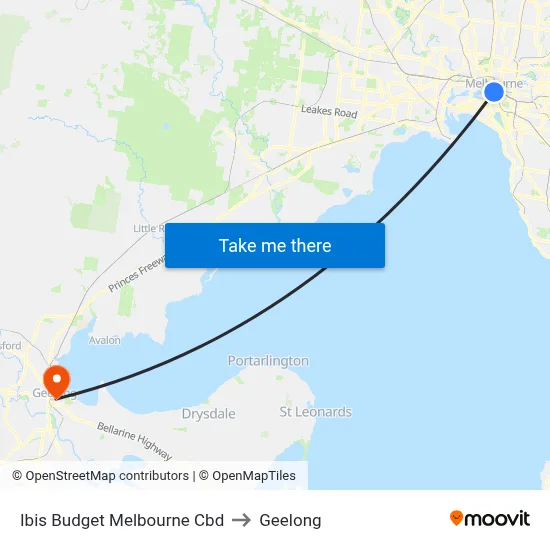 Ibis Budget Melbourne Cbd to Geelong map