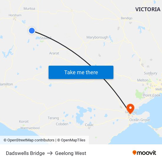 Dadswells Bridge to Geelong West map