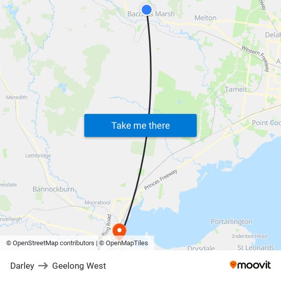 Darley to Geelong West map