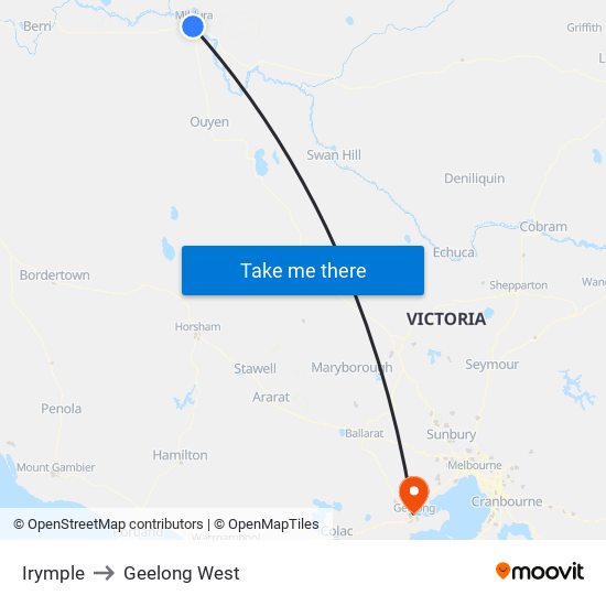 Irymple to Geelong West map