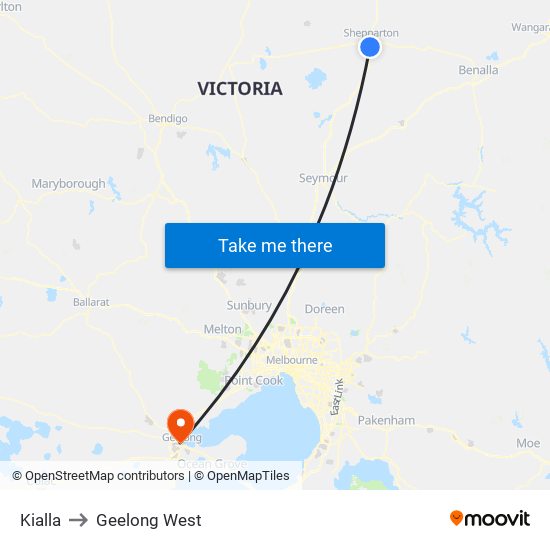 Kialla to Geelong West map